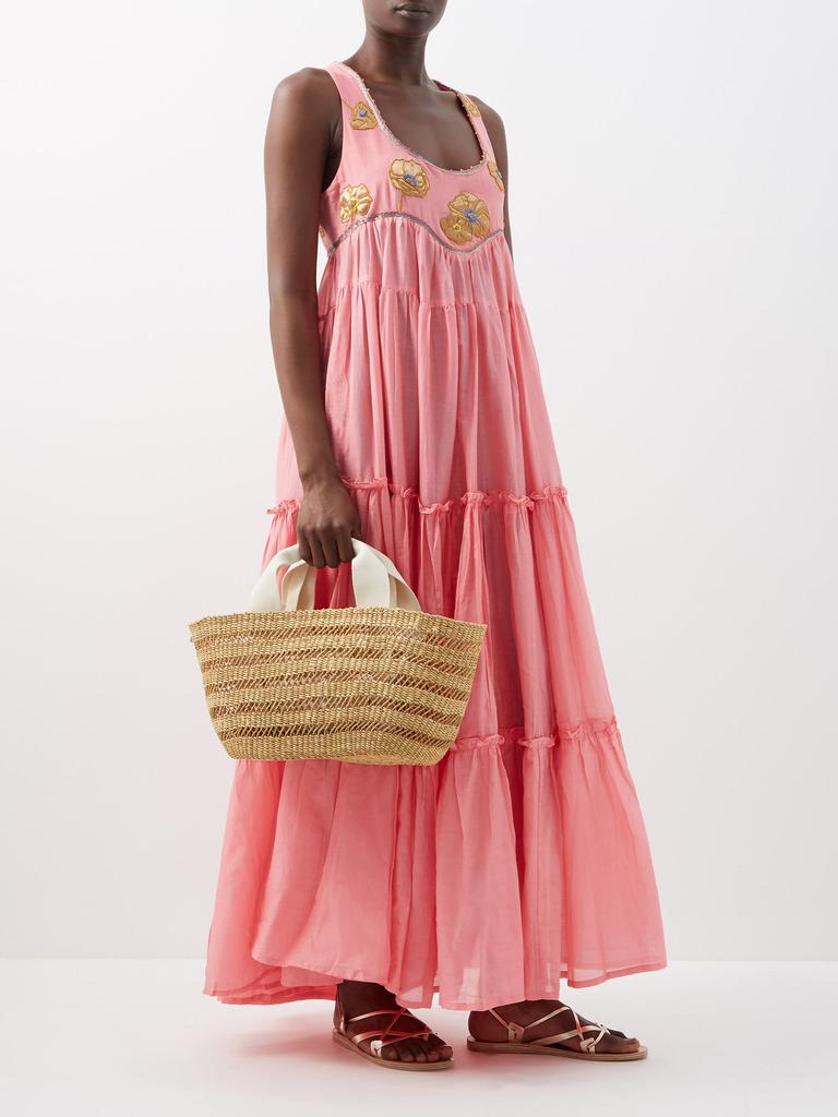 Yassina silk-embroidered cotton maxi dress商品第2张图片规格展示