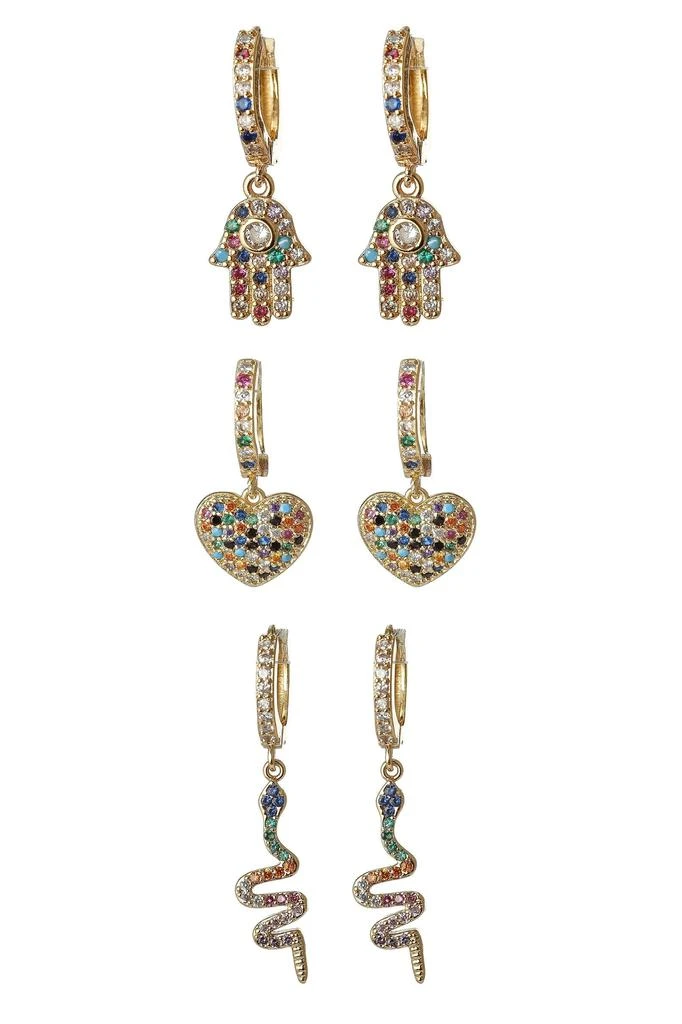 商品Eye Candy LA|Hamsa, Heart and Snake Earring Set,价格¥238,第1张图片