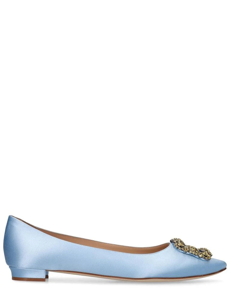 商品Manolo Blahnik|10mm Hangisi Satin Flats,价格¥5399,第1张图片