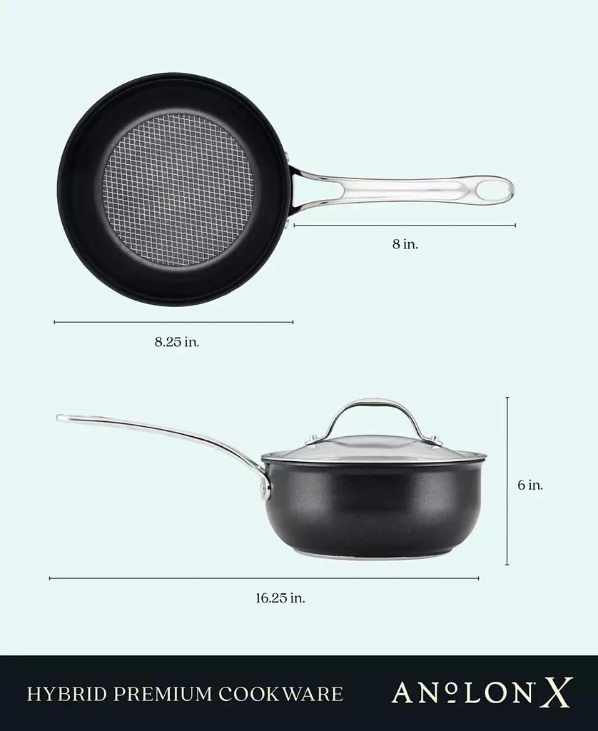 商品Anolon|X Hybrid Nonstick Saucier Pan with Lid, 2.5-Quart,价格¥651,第2张图片详细描述