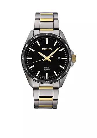 商品Seiko|Two-Tone Black Dial Watch,价格¥2196,第1张图片