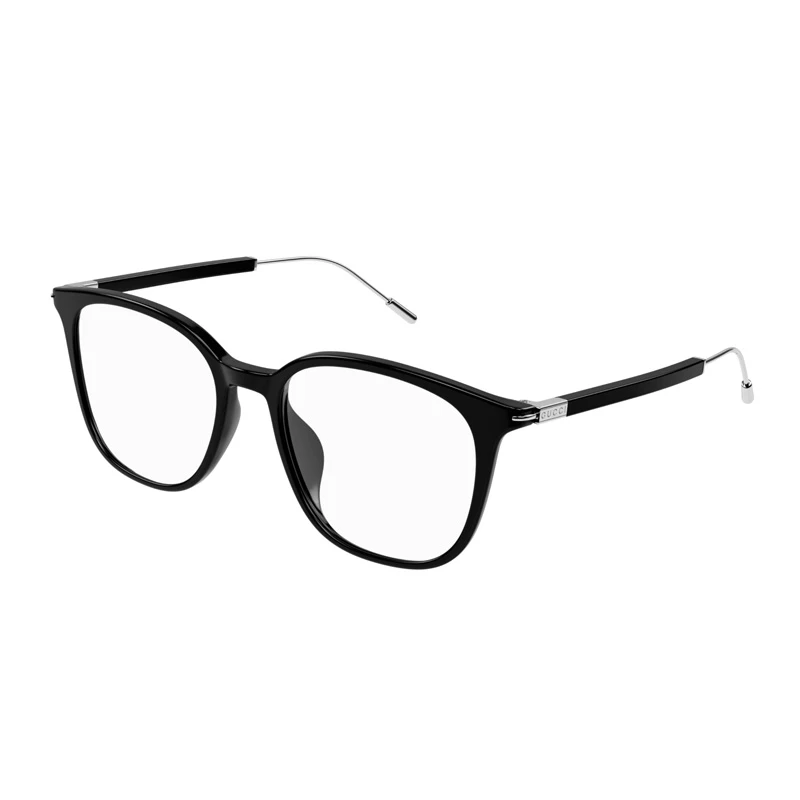 商品[国内直发] Gucci|【可配度数】 古驰 经典超轻巧 板材金属镜架  方形 光学眼镜 男款 黑色镜框 透明色镜片,价格¥2606,第1张图片