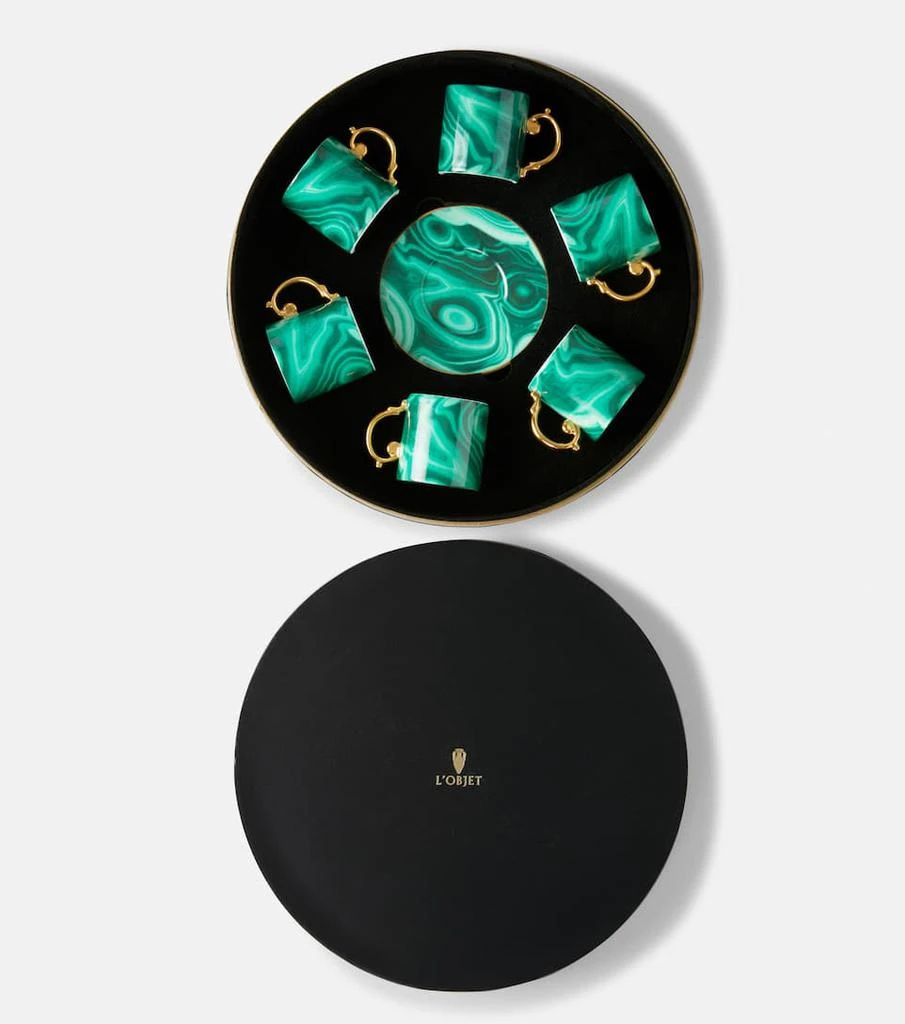 商品L'Objet|Malachite浓缩咖啡杯和咖啡碟，六件套,价格¥5165,第4张图片详细描述