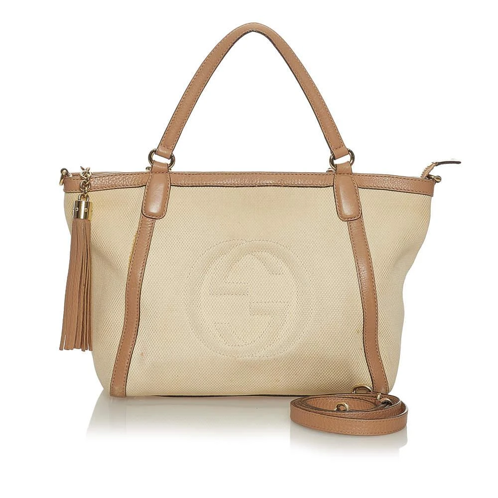 Gucci Beige/Brown Canvas and Leather Soho Cellarius Tote Bag 商品