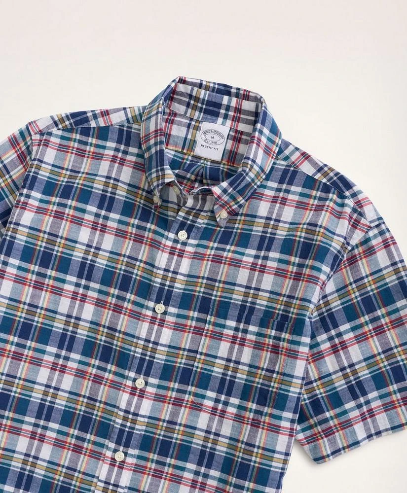 商品Brooks Brothers|Regent Regular-Fit Sport Shirt, Short-Sleeve Madras,价格¥412,第2张图片详细描述