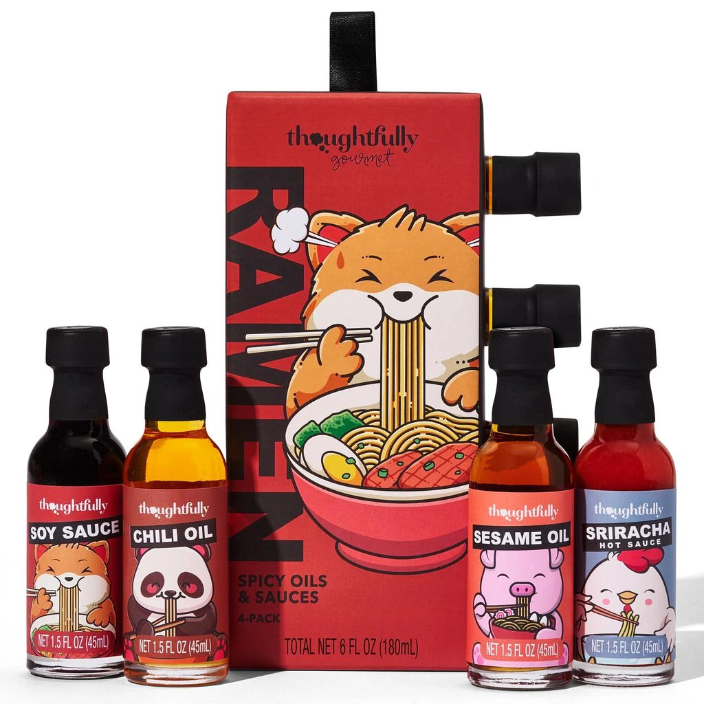 商品Thoughtfully|Gourmet, Seasoning for Ramen, Spicy Oils & Sauces, Set of 4,价格¥201,第1张图片