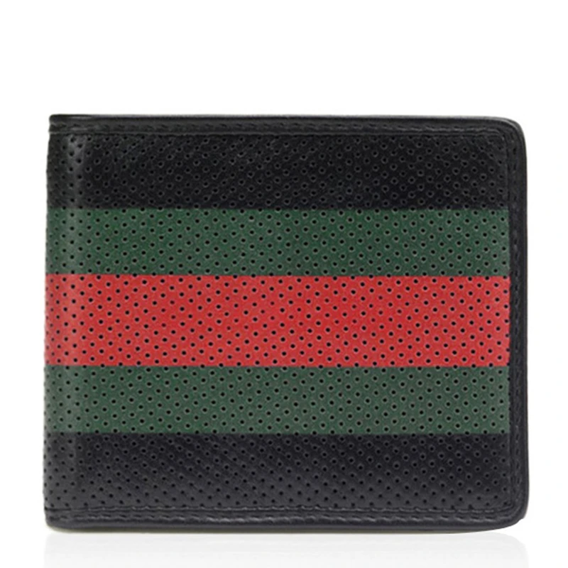 商品[国内直发] Gucci|GUCCI 古驰 男士黑绿红色皮革拼色网眼短款钱包 352260-BUZ3T-1073,价格¥2333,第1张图片