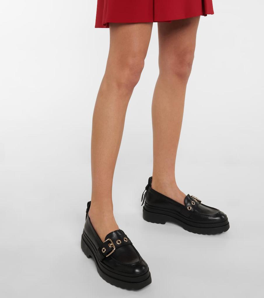 商品RED Valentino|Buckled leather loafers,价格¥2808,第4张图片详细描述