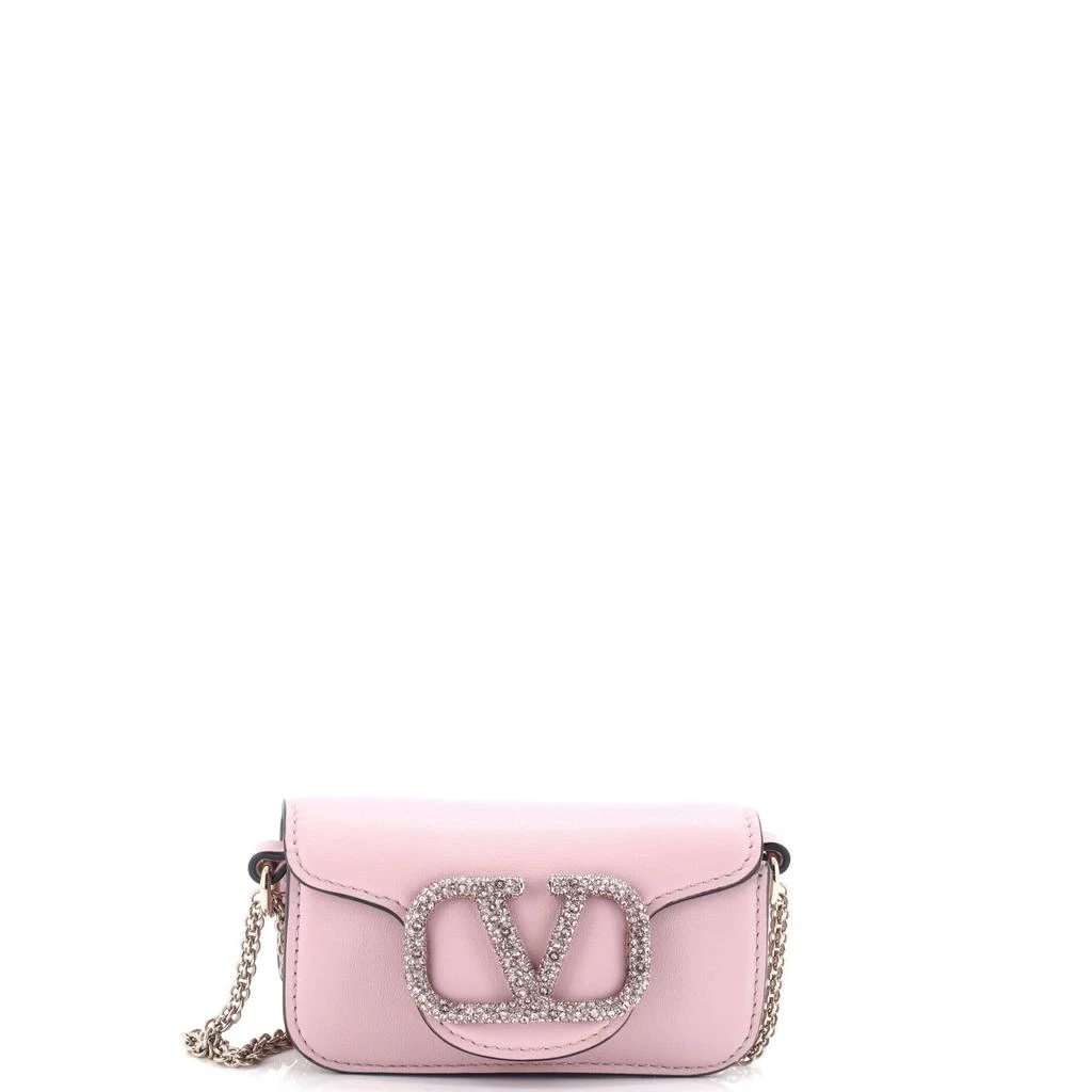 商品[二手商品] Valentino|VLogo Loco Flap Shoulder Bag Leather with Crystals Micro,价格¥8813,第1张图片