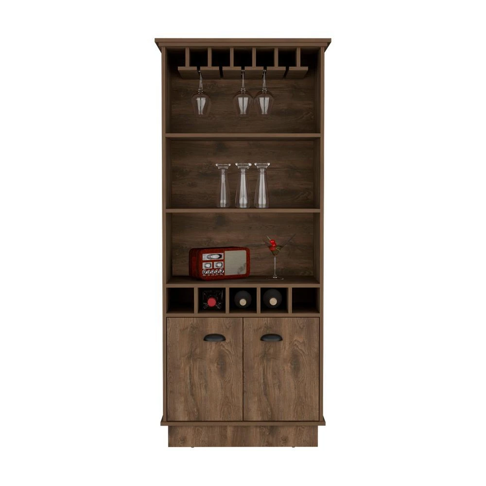 商品Depot E-Shop|70"H Bar Cabinet with Wine Rack, Upper Glass Cabinet,价格¥3253,第3张图片详细描述