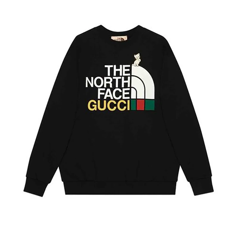 商品Gucci|【现货】古驰 North Face联名款男女通用黑色纯棉猫咪卫衣617964XJDTE1082,价格¥4886,第1张图片