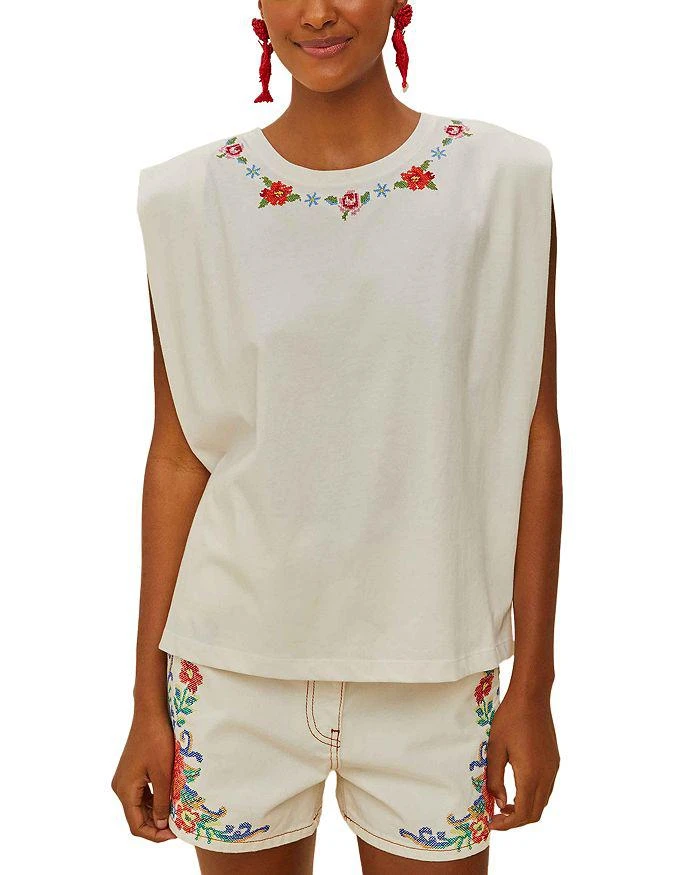 商品Farm Rio|Cross Stitch Flowers Tee,价格¥396,第1张图片详细描述