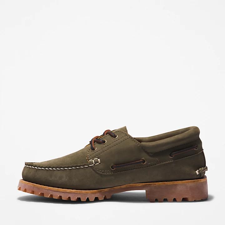 Timberland® 3-Eye Lug Handsewn Boat Shoe for Men in Dark Green商品第6张图片规格展示