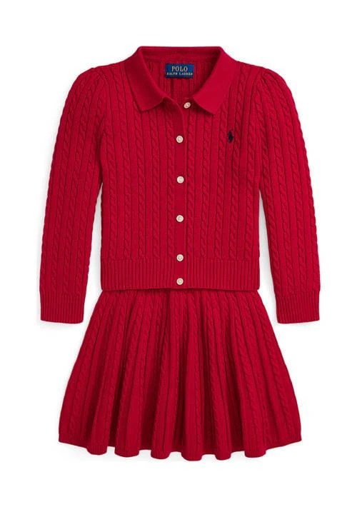 商品Ralph Lauren|Lauren Childrenswear Girls 2 6X Cotton Polo Cardigan And Skirt Set,价格¥604,第1张图片