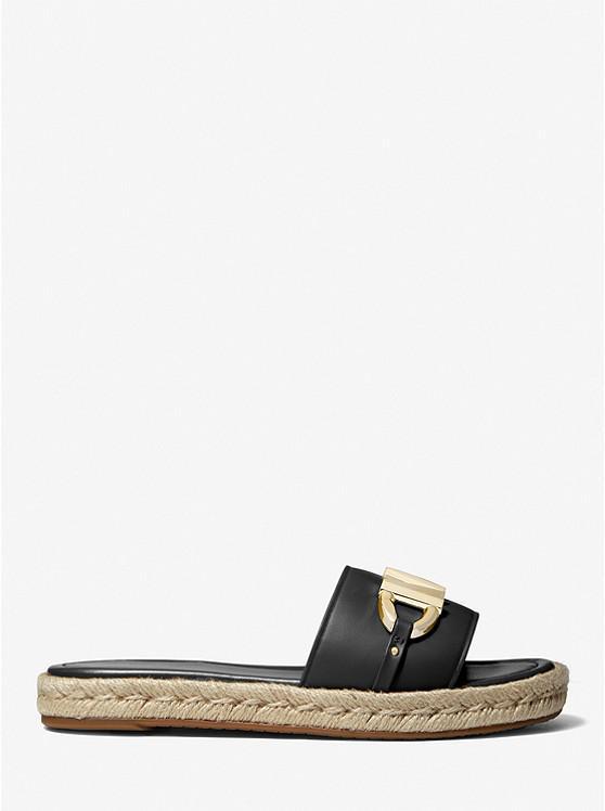 商品Michael Kors|Izzy Logo Embellished Leather Slide Sandal,价格¥648,第4张图片详细描述