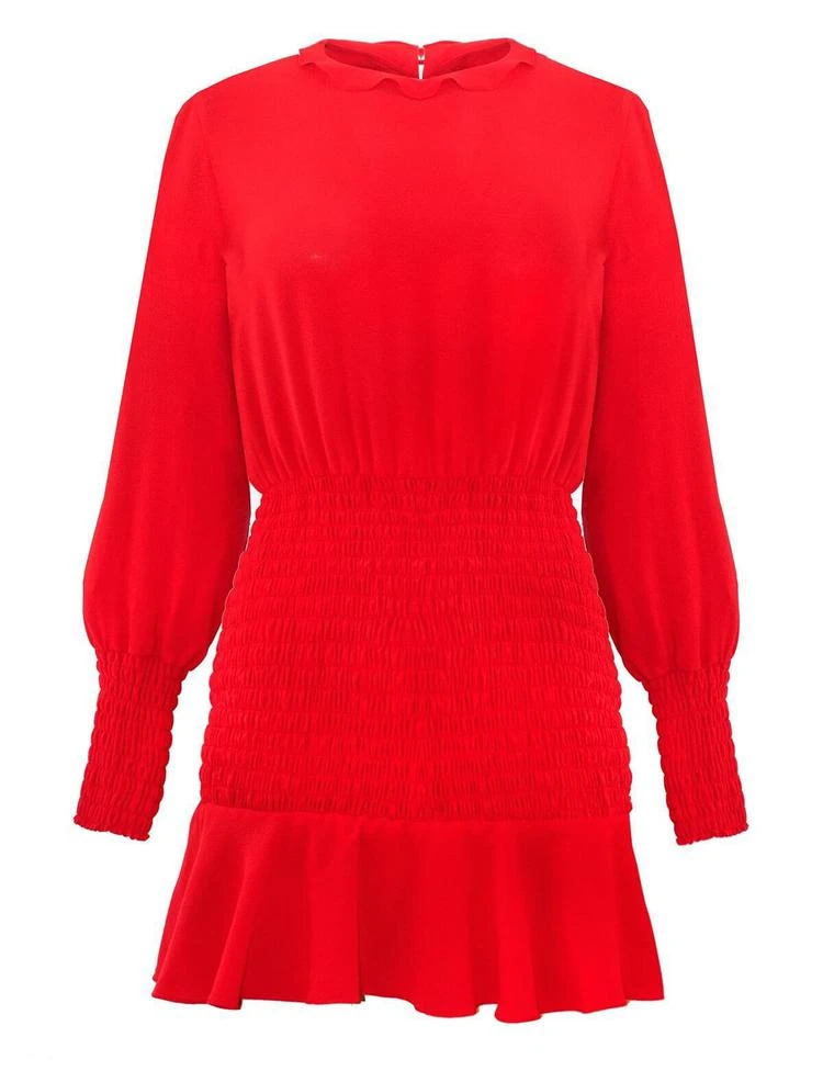 商品Pixie Market|Beatrice Red Smocked Dress,价格¥296,第4张图片详细描述