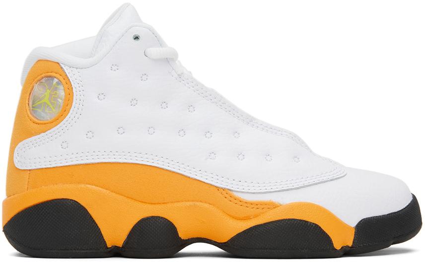 Kids White & Orange Jordan 13 Retro Little Kids Sneakers商品第1张图片规格展示