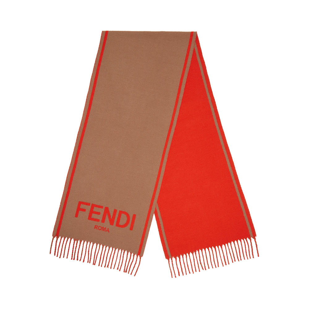 FENDI 女士拼色羊绒围巾 FXT322-AEOR-F1G9B商品第2张图片规格展示