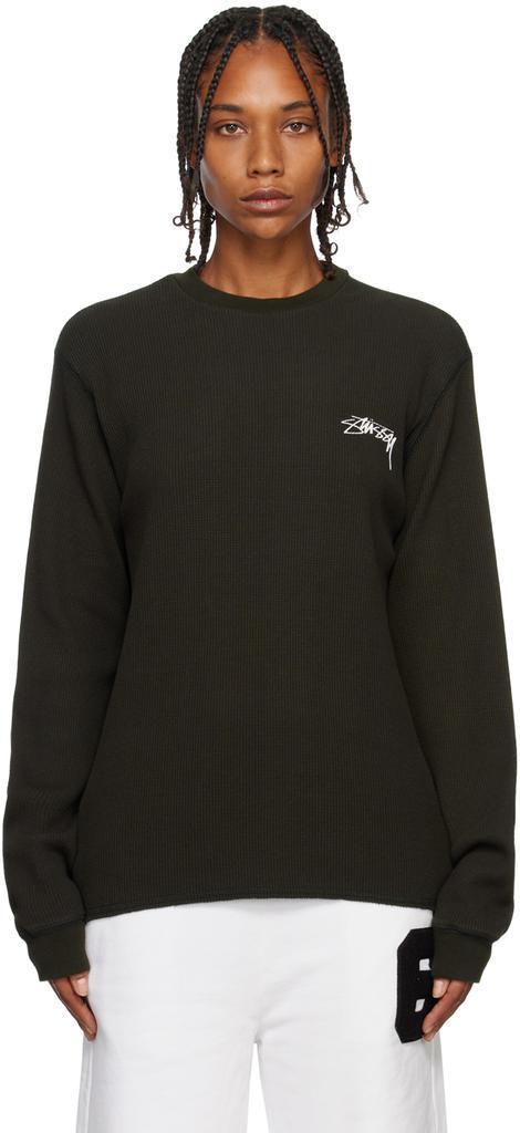 商品STUSSY|Black Thermal Long Sleeve T-Shirt,价格¥814,第1张图片