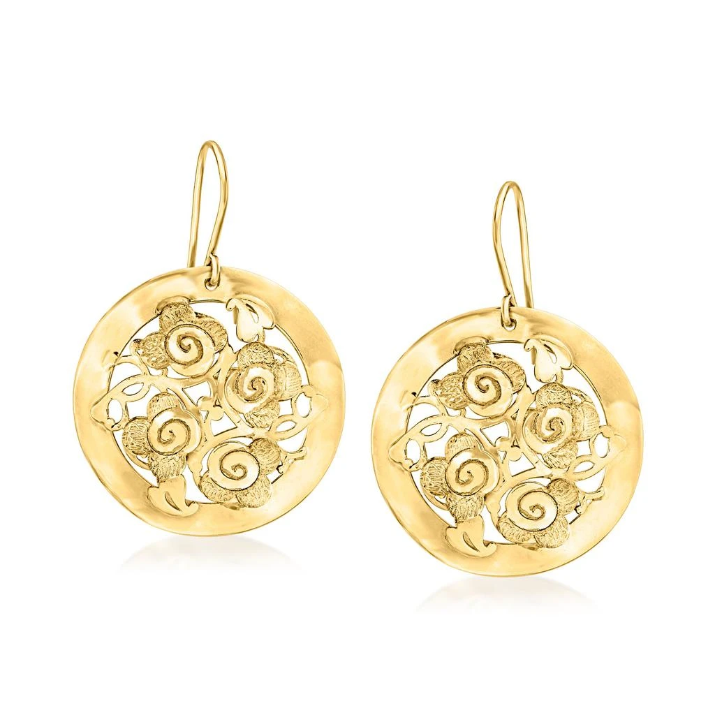 商品Ross-Simons|Italian 18kt Yellow Gold Floral Drop Earrings,价格¥5078,第1张图片