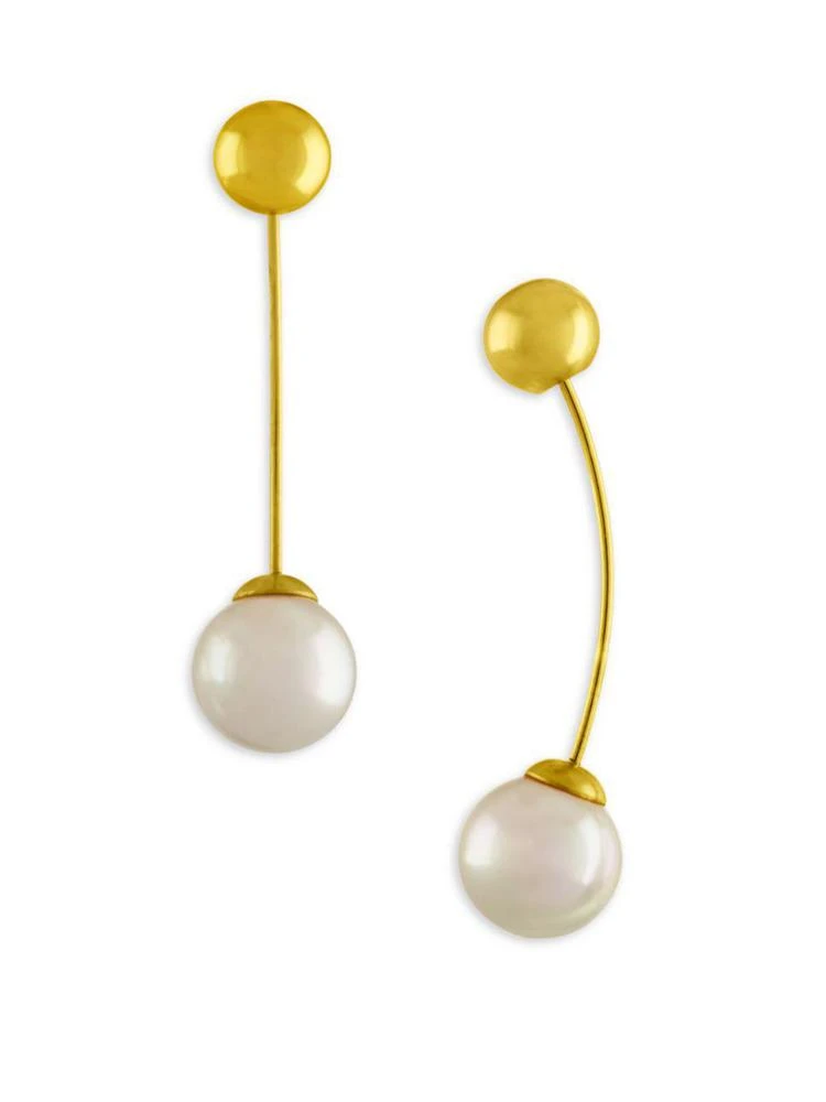 商品Majorica|10MM White Organic Pearl Drop Earrings/Goldtone,价格¥450,第1张图片