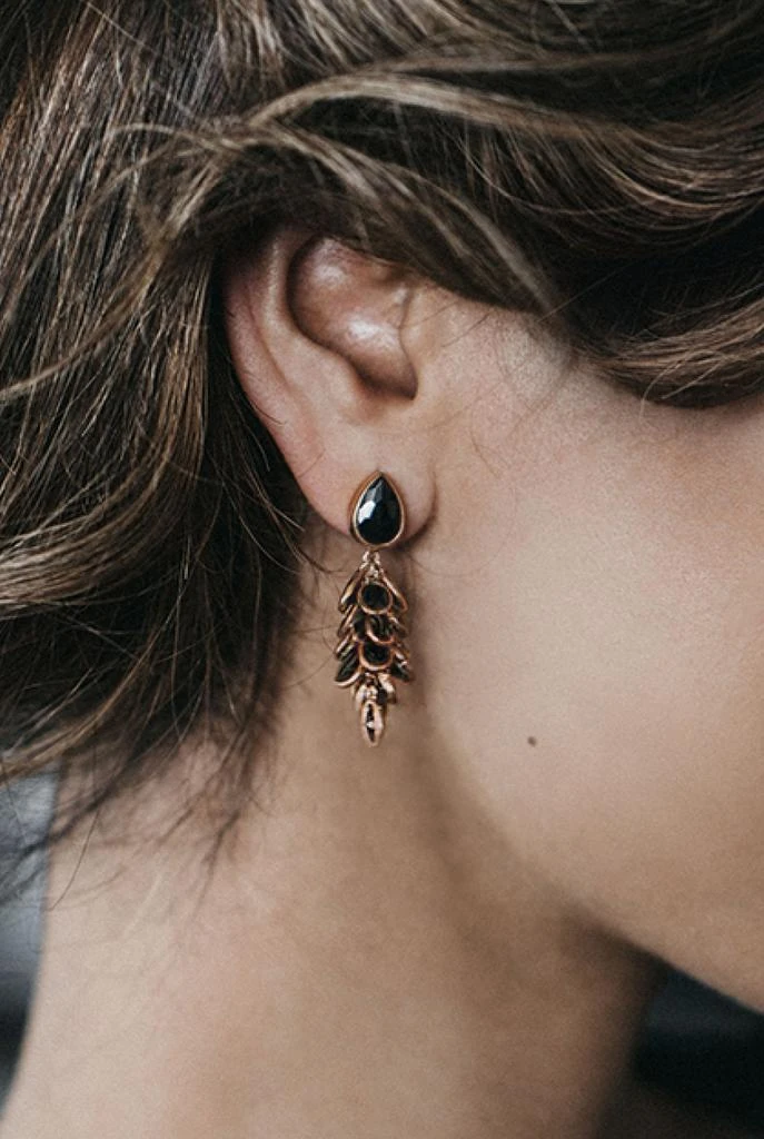 商品FREYA ROSE|Petite black and rose gold crystal drops,价格¥1090,第2张图片详细描述