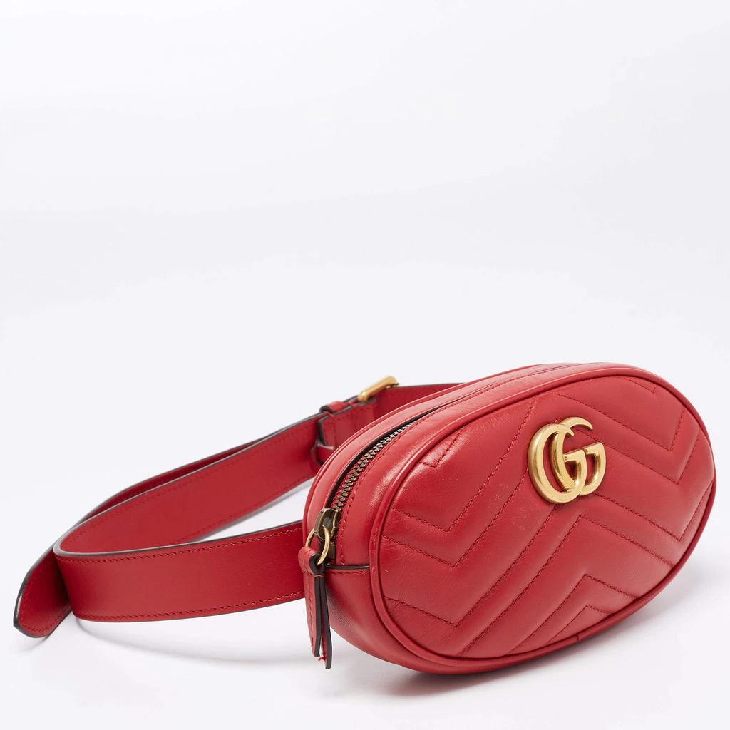 商品[二手商品] Gucci|Gucci Red Matelassé Leather GG Marmont Belt Bag,价格¥4578,第3张图片详细描述