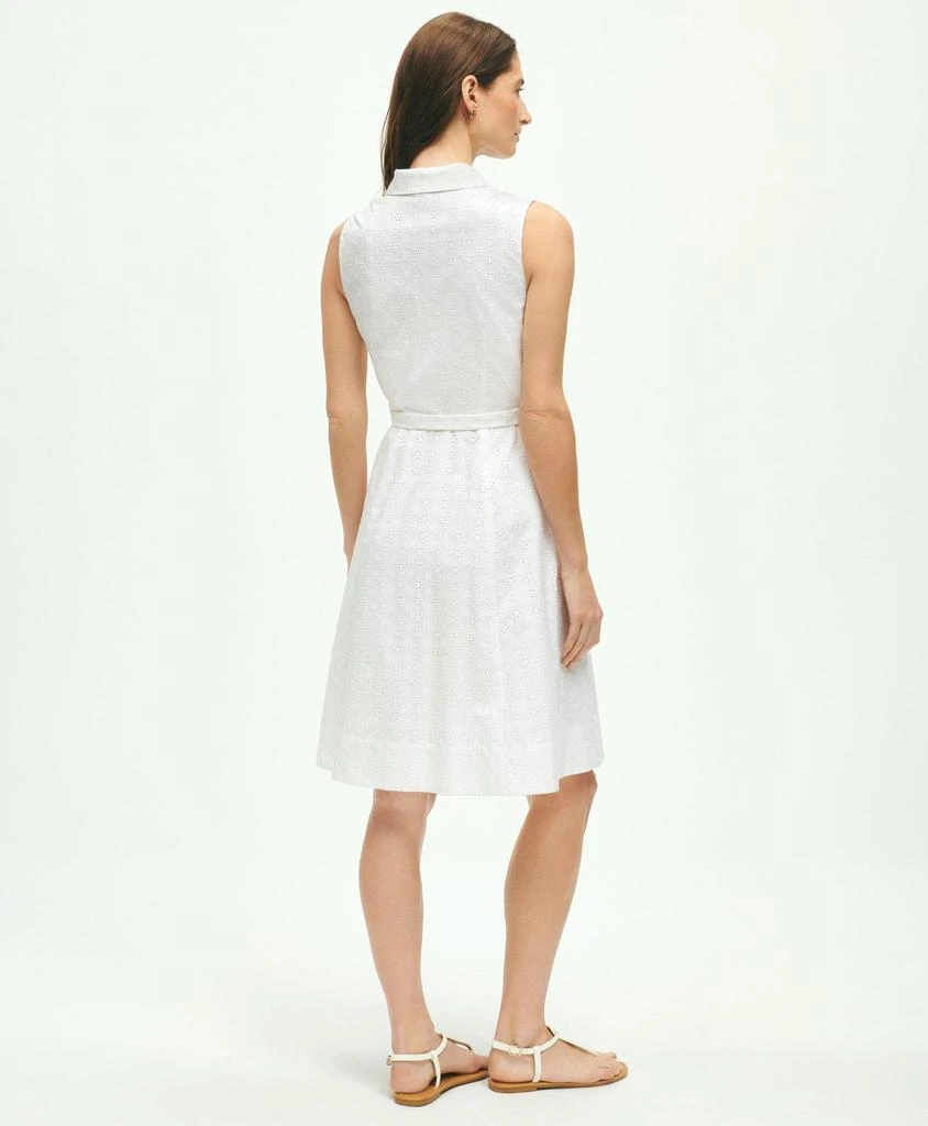 商品Brooks Brothers|Sleeveless Cotton Eyelet Belted Shirt Dress,价格¥823,第2张图片详细描述