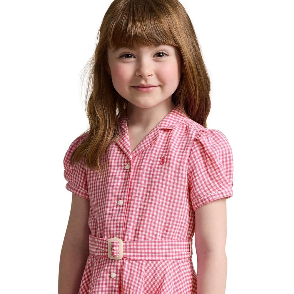 商品Ralph Lauren|Toddler and Little Girls Belted Gingham Linen Dress,价格¥368,第2张图片详细描述