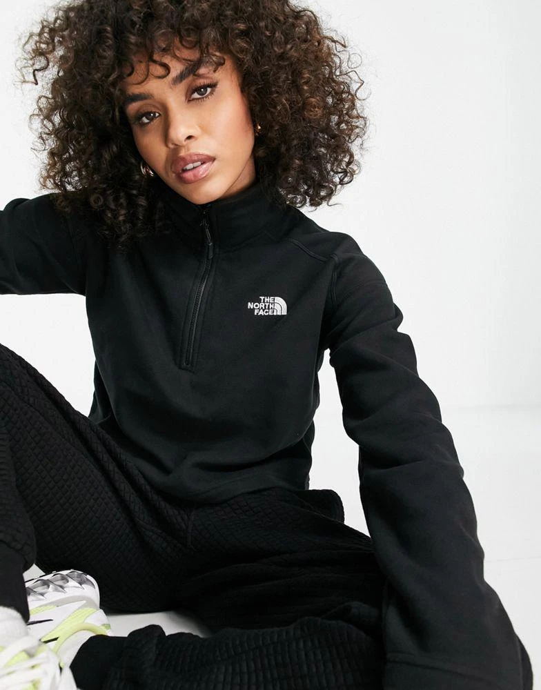 商品The North Face|The North Face Glacier cropped fleece 1/4 zip in black,价格¥488,第3张图片详细描述