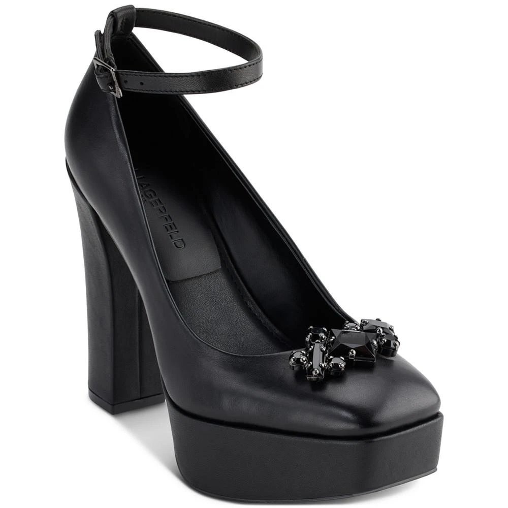 商品Karl Lagerfeld Paris|Women's Varun Ankle-Strap Embellished Platform Pumps,价格¥1114,第1张图片