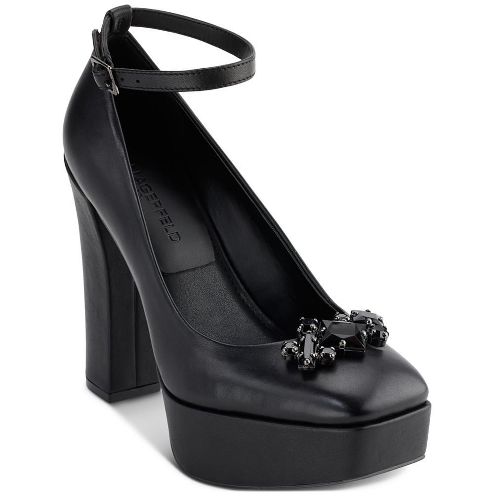 商品Karl Lagerfeld Paris|Women's Varun Ankle-Strap Embellished Platform Pumps,价格¥1117,第1张图片