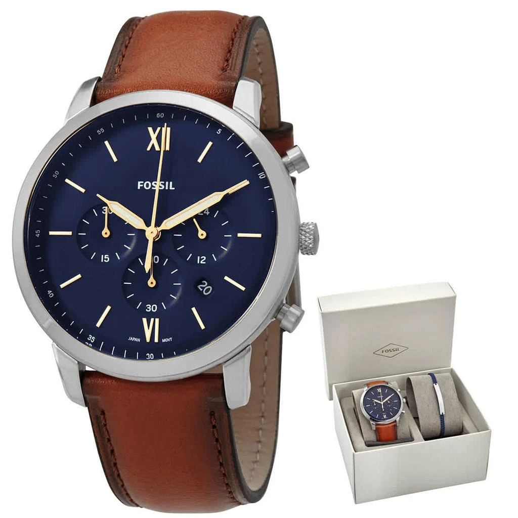 商品Fossil|Neutra Chronograph Quartz Blue Dial Men's Watch Set FS5708SET,价格¥707,第1张图片