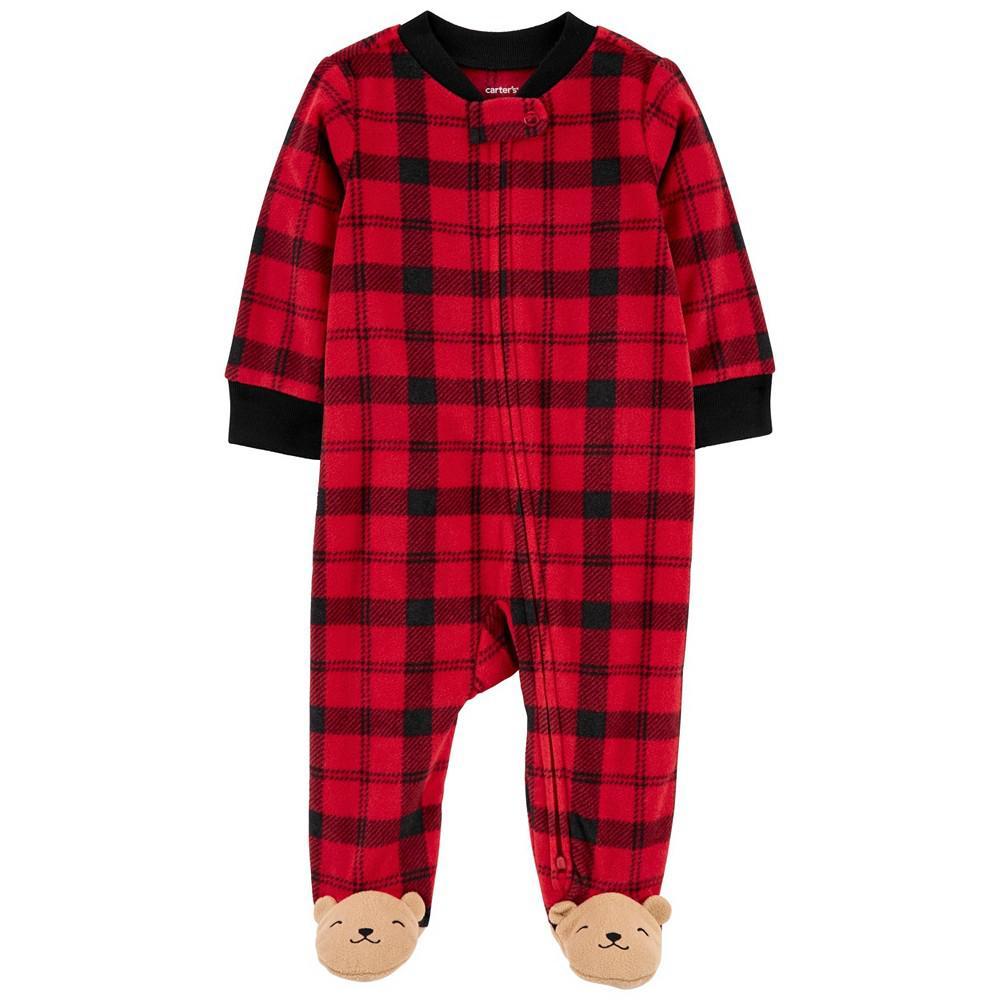 商品Carter's|Baby Boys Buffalo Check 2-Way Zip Fleece Sleep and Play,价格¥148,第1张图片