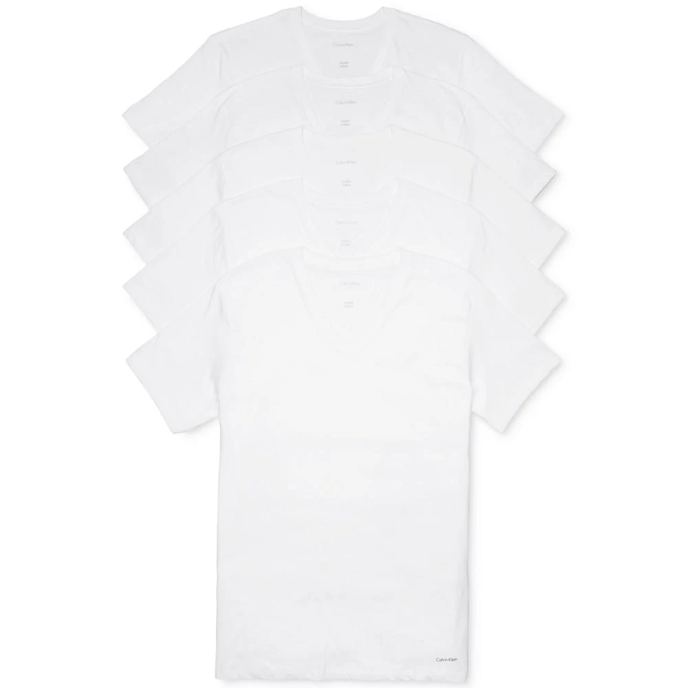 商品Calvin Klein|Men's 5-Pk. Cotton Classics V-Neck Undershirts, Created for Macy's,价格¥521,第1张图片