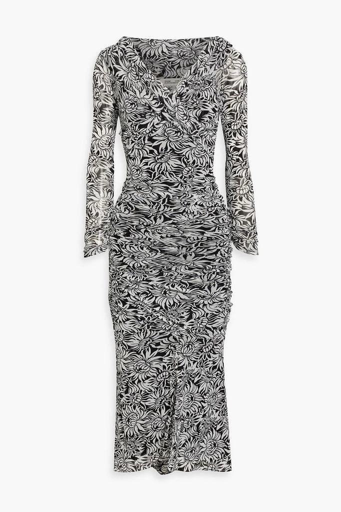 商品Diane von Furstenberg|Ganesa wrap-effect floral-print stretch-mesh midi dress,价格¥1646,第1张图片