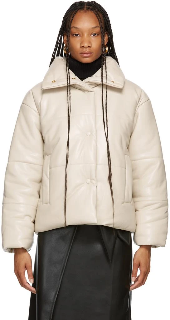 商品Nanushka|Beige Hide Puffer Vegan Leather Jacket,价格¥2129,第1张图片