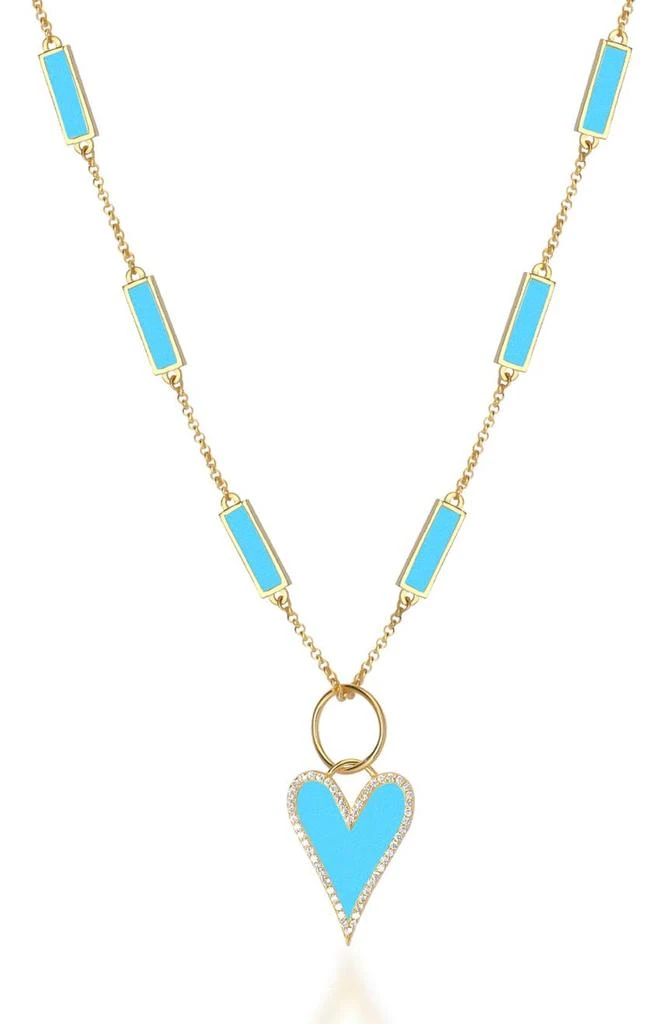商品Gabi Rielle|14K Yellow Gold Plated Sterling Silver Pave CZ Heart Pendant Necklace,价格¥580,第1张图片