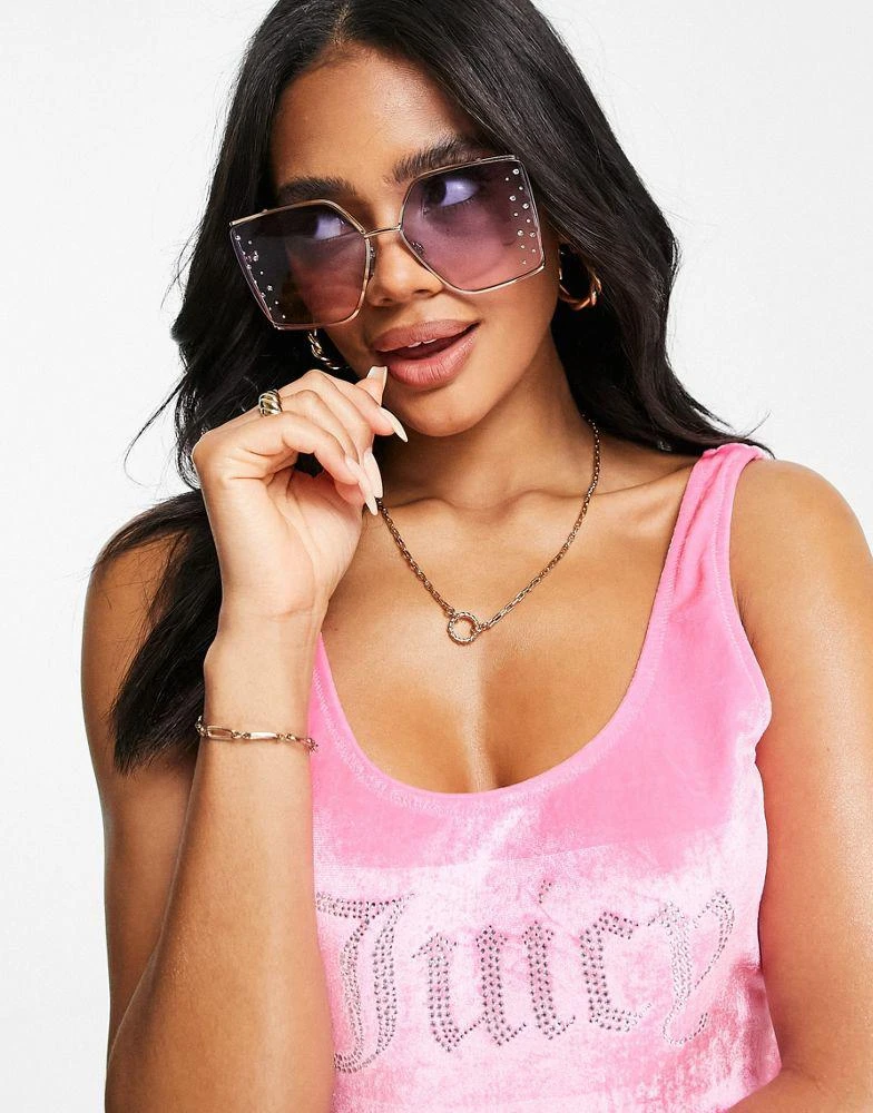 商品Juicy Couture|Juicy Couture one piece velour swimsuit with branding in pink,价格¥311,第3张图片详细描述