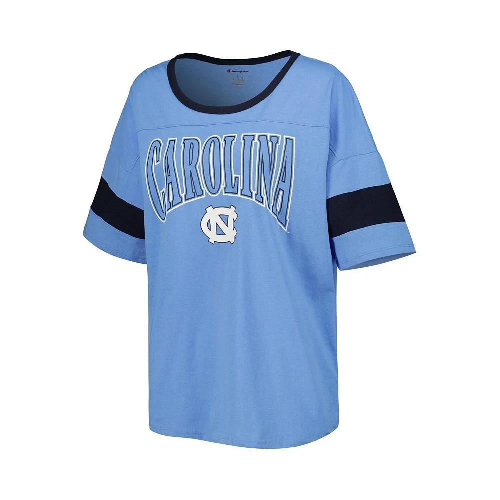 商品CHAMPION|Women's Carolina Blue North Carolina Tar Heels Jumbo Arch Striped Half-Sleeve T-shirt,价格¥240,第2张图片详细描述