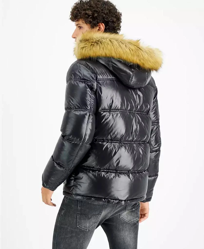 商品GUESS|Men's Puffer Jacket With Faux Fur Hood,价格¥684,第2张图片详细描述