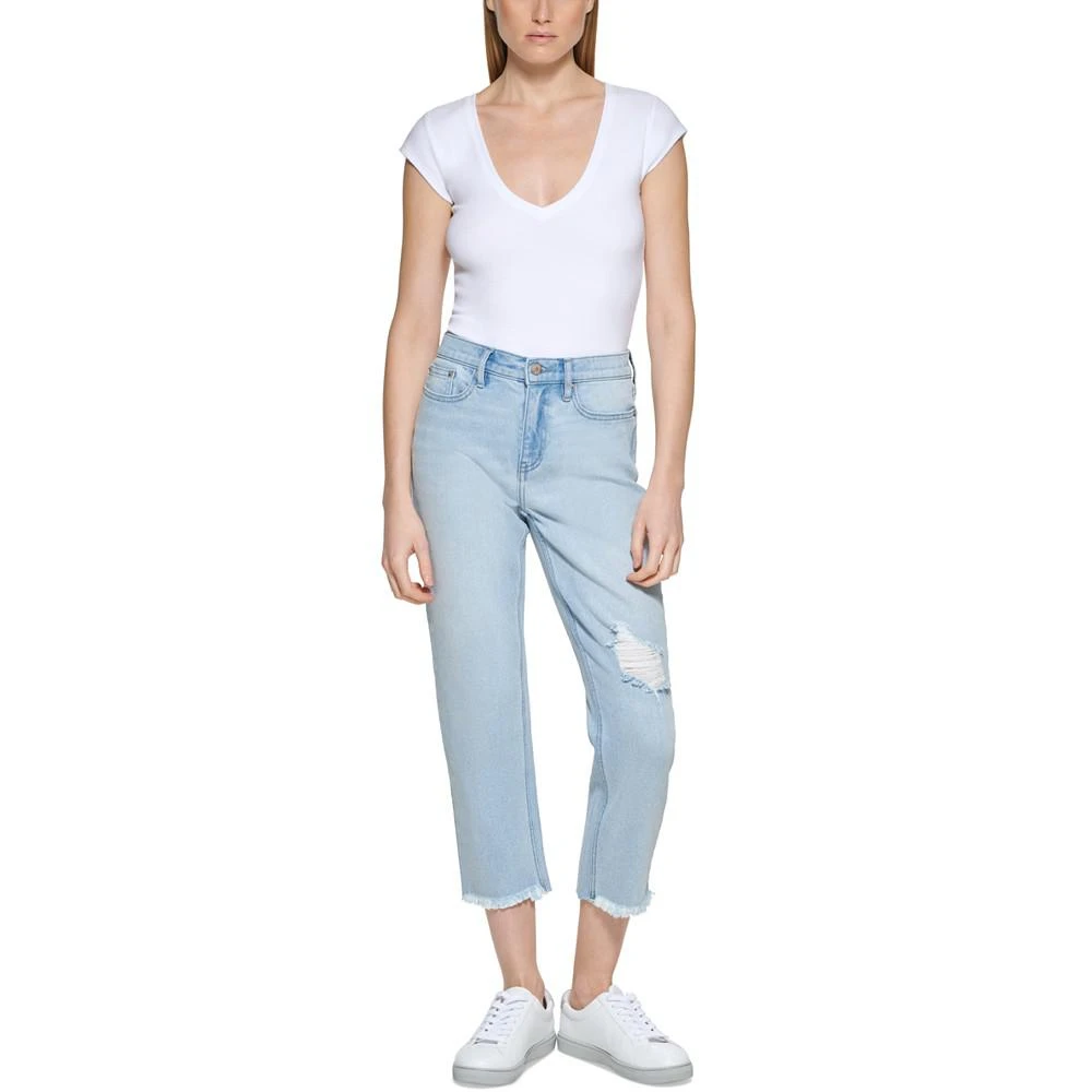 商品Calvin Klein|Petite Destructed Cut-Hem Denim Jeans,价格¥299,第1张图片