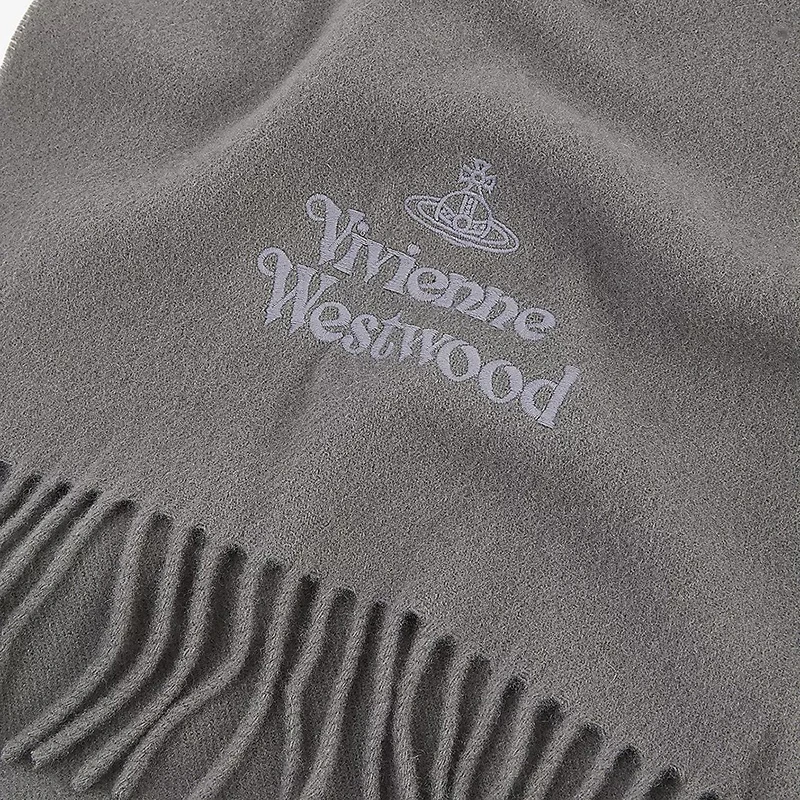 VIVIENNE WESTWOOD/西太后 男女灰色羊毛标志刺绣流苏围巾 商品