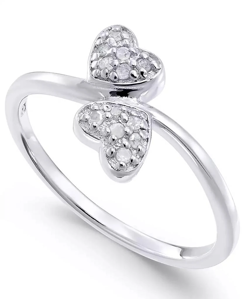商品Macy's|Diamond Double Heart Ring (1/10 ct. t.w) in Sterling Silver,价格¥263,第1张图片