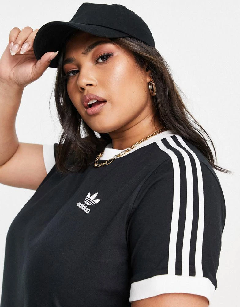 商品Adidas|adidas Originals Plus adicolor three stripe t-shirt in black,价格¥162,第4张图片详细描述