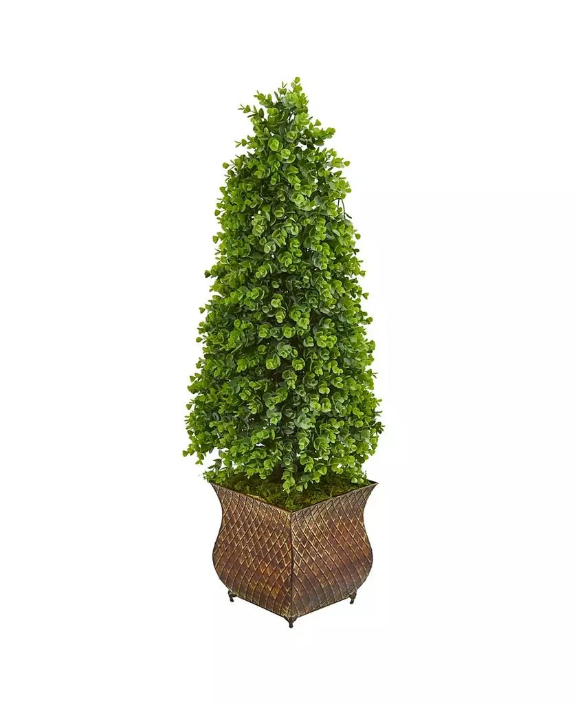 商品NEARLY NATURAL|41” Eucalyptus Cone Topiary Artificial Tree in Metal Planter (Indoor/Outdoor),价格¥2226,第1张图片