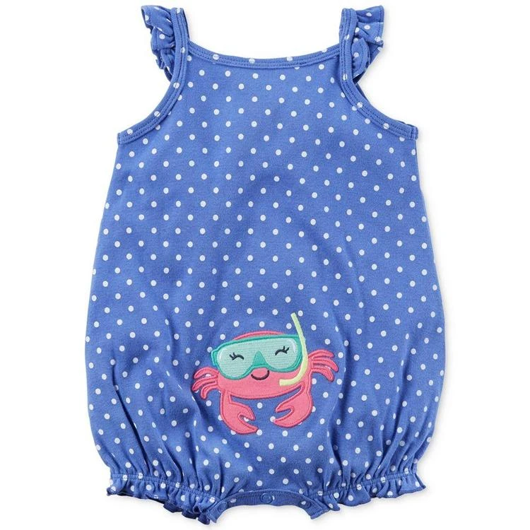 商品Carter's|Dot-Print Crab Cotton Romper, Baby Girls (0-24 months),价格¥36,第3张图片详细描述