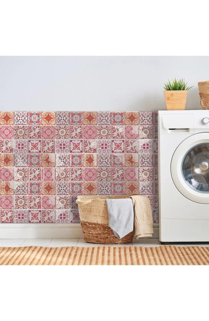 Moroccan Rose Red Mosaic Glossy 3D Sticker Tile 15.4 cm (6 in) - 16pcs in a pack 商品