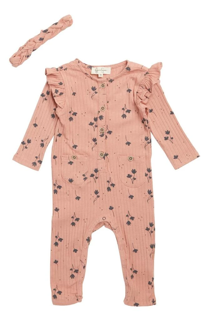 商品Jessica Simpson|Floral Print Ruffle Trim Romper & Headband Set,价格¥59,第1张图片