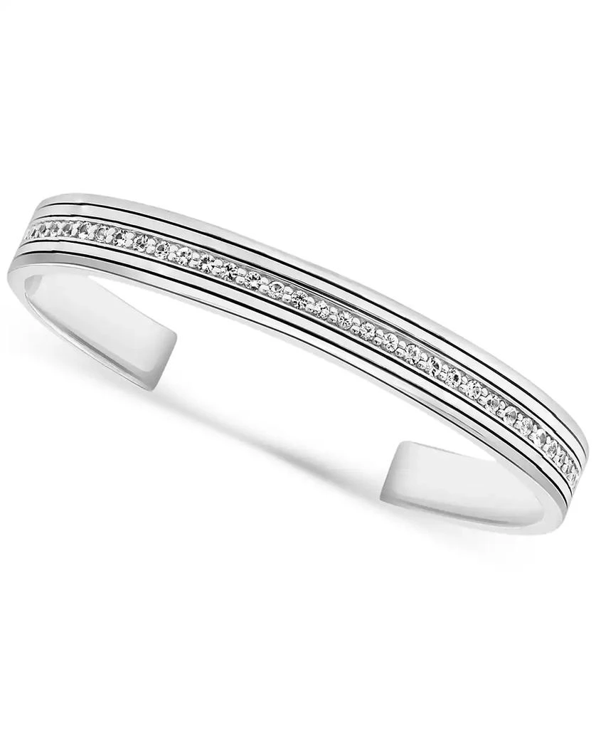 商品Effy|EFFY® Men's Zircon Cuff Bangle Bracelet (2-1/2 ct. t.w.) in Sterling Silver,价格¥3049,第3张图片详细描述